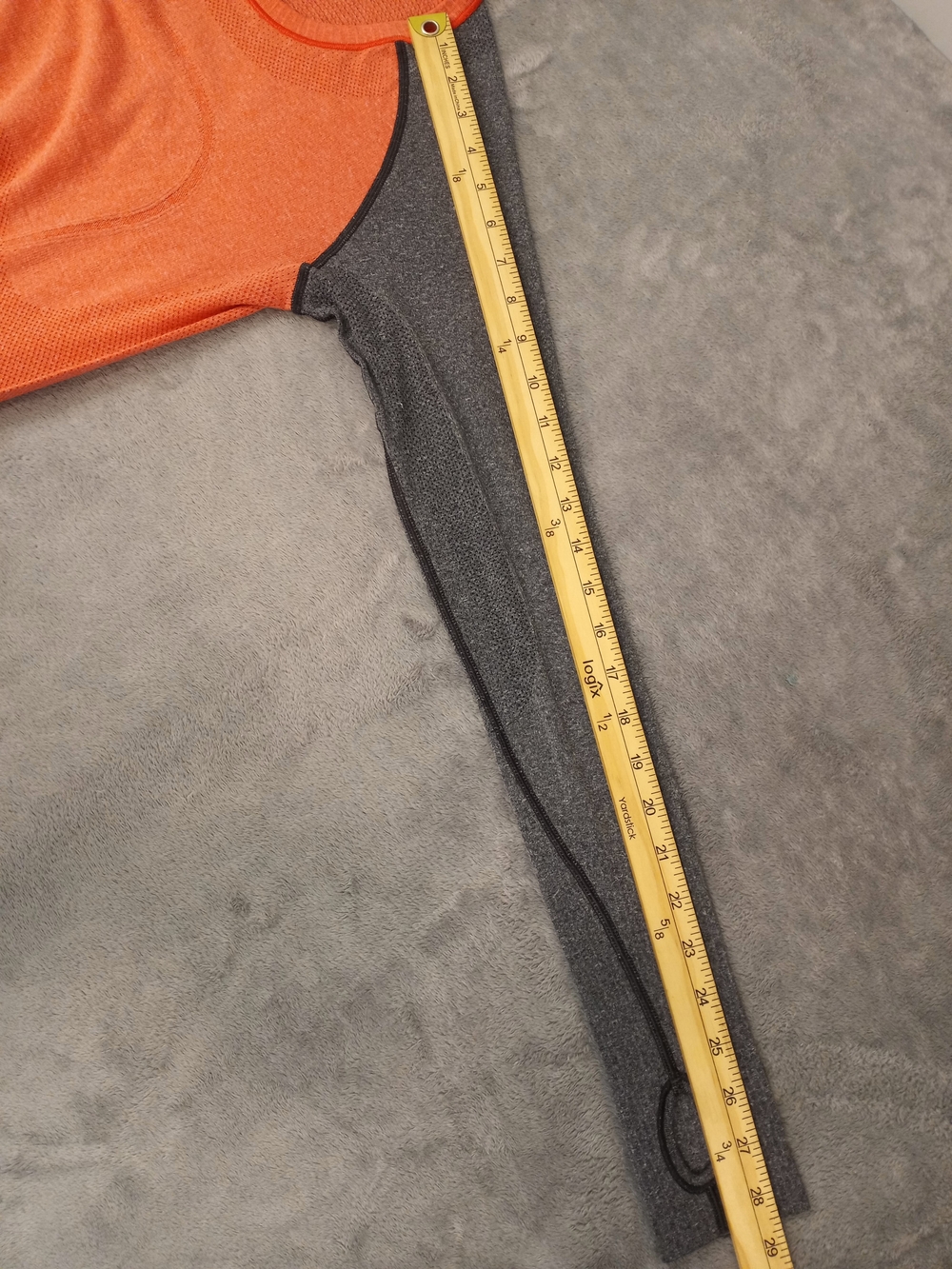 lululemon Women's Ribbed Long Sleeve Top - Bright Orange with Gray Trim Size 6 - Picture 13 of 14